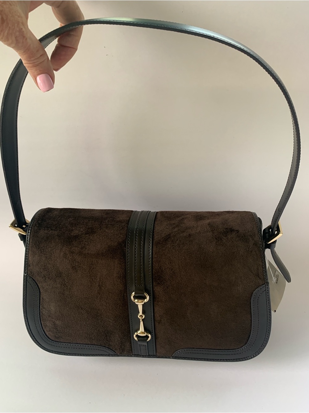 NWT Ann Taylor Loft Brown Suede Shoulder Bag with Gold Hardware